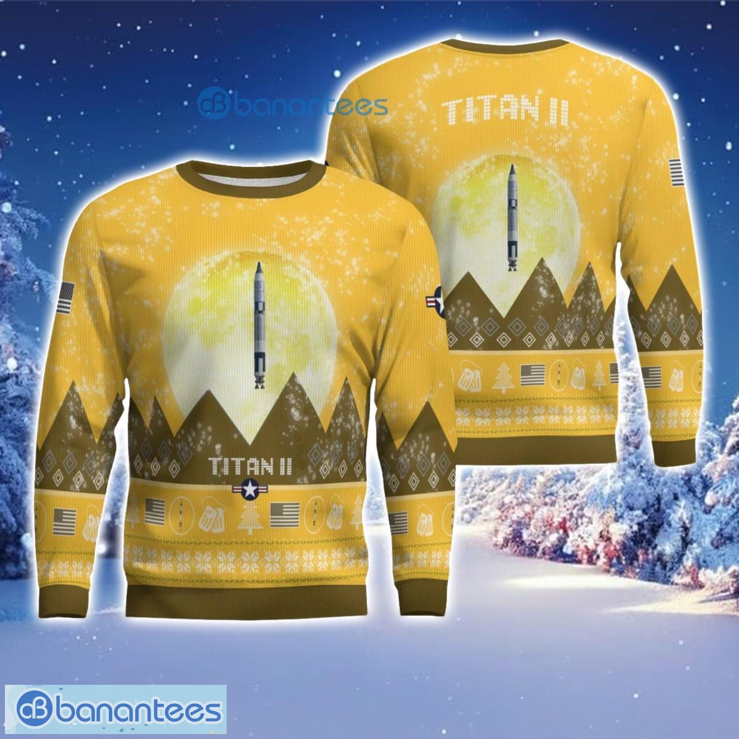 titan ii aircraft moonlight 3d print ugly christmas sweater christmas gift yellow color sweater image Titan II Aircraft Moonlight 3D Print Ugly Christmas Sweater Christmas Gift Yellow Color Sweater Product Photo 1