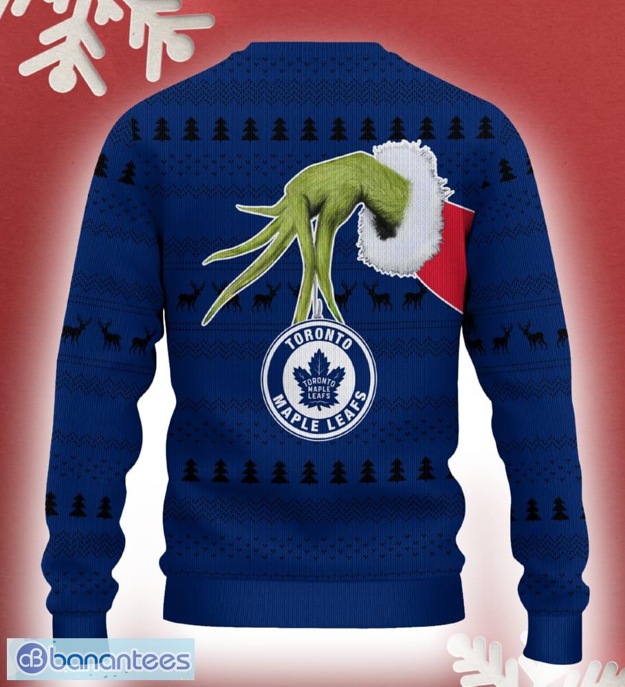 toronto maple leafs grinch driving funny 3d ugly christmas sweater for men women 1 image Toronto Maple Leafs Grinch Driving Funny 3D Ugly Christmas Sweater For Men Women - Toronto Maple Leafs Christmas Sweater Grinch Driving Photo 3