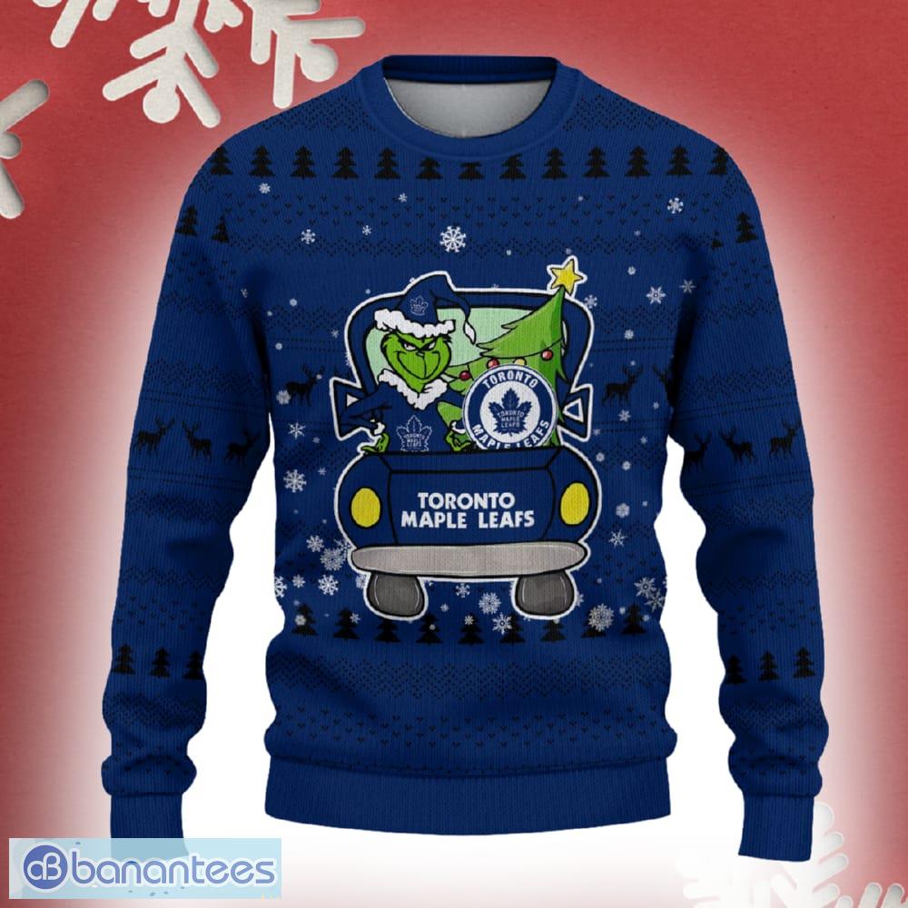 toronto maple leafs grinch driving funny 3d ugly christmas sweater for men women image Toronto Maple Leafs Grinch Driving Funny 3D Ugly Christmas Sweater For Men Women - Toronto Maple Leafs Christmas Sweater Grinch Driving Photo 2