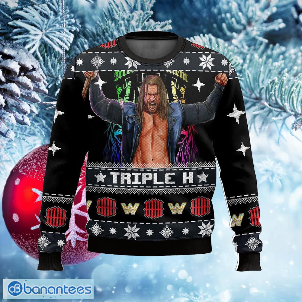 triple h ugly sweater friends ugly christmas 3d sweater gift for adult image Triple H Ugly Sweater Friends Ugly Christmas 3D Sweater Gift For Adult - Triple H Ugly Sweater Photo_1