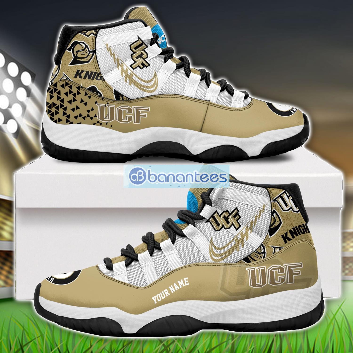 ucf knights air jordan 11 sneakers custom name special shoes for fans image UCF Knights Air Jordan 11 Sneakers Custom Name Special Shoes For Fans Product Photo 1