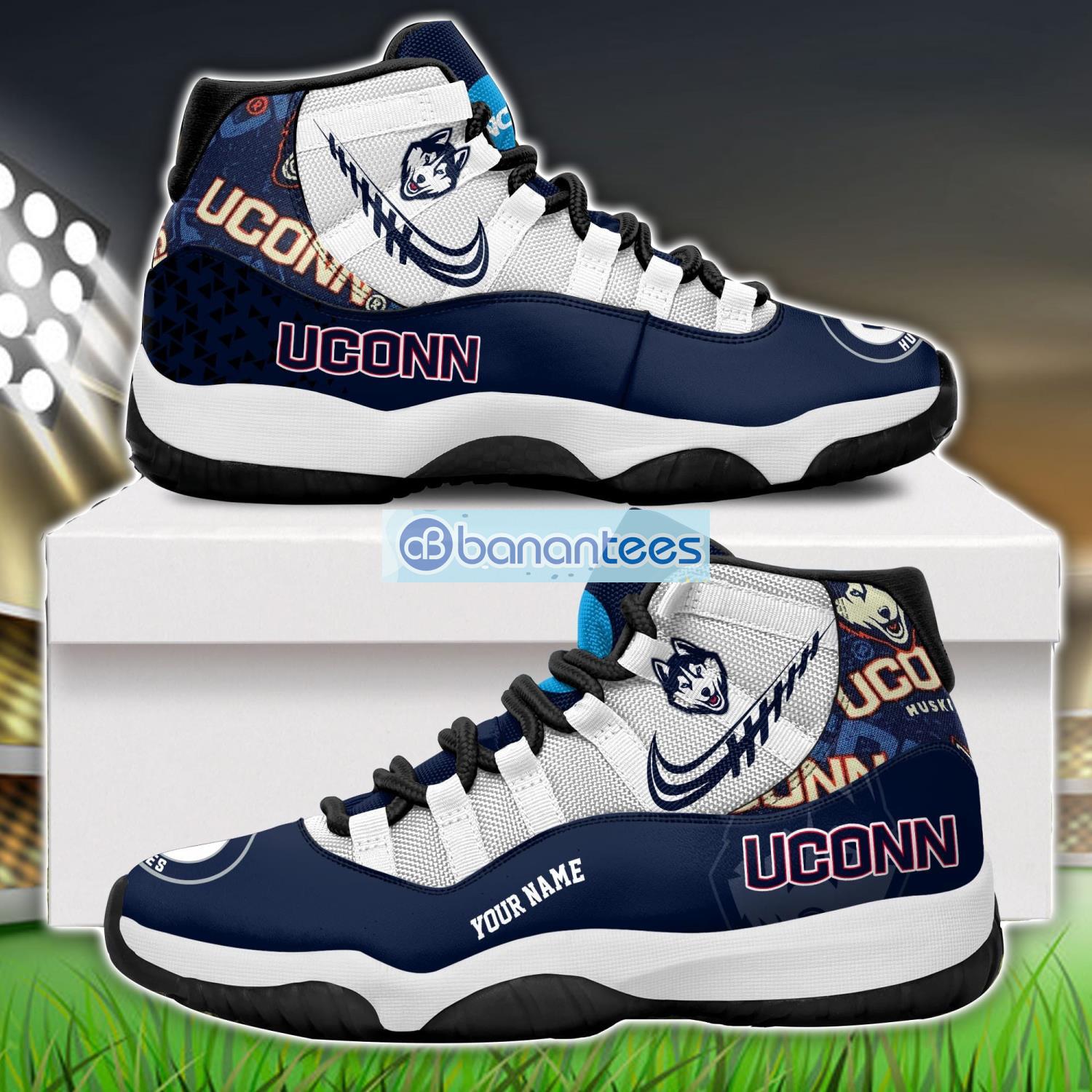 uconn huskies air jordan 11 sneakers custom name special shoes for fans image Uconn Huskies Air Jordan 11 Sneakers Custom Name Special Shoes For Fans Product Photo 1