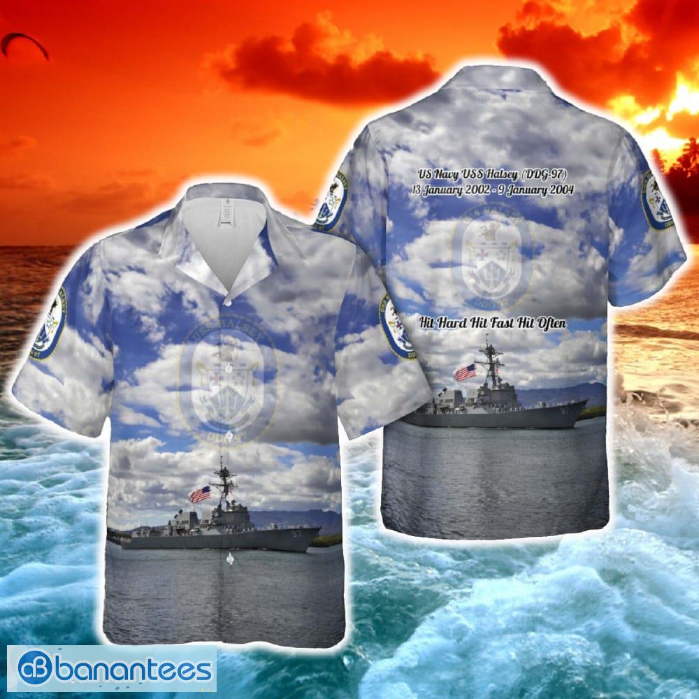 us navy uss halsey ddg 97 hawaiian shirt summer for beach fans holidays image US Navy USS Halsey (DDG-97) Hawaiian Shirt Summer For Beach Fans Holidays - US Navy USS Halsey (DDG-97) Hawaiian Shirt-1