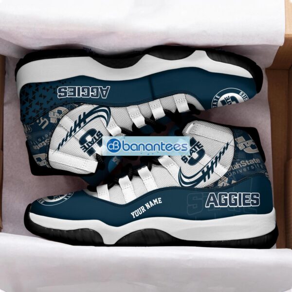 Utah State Aggies Air Jordan 11 Sneakers Custom Name Special Shoes For Fans Product Photo 2
