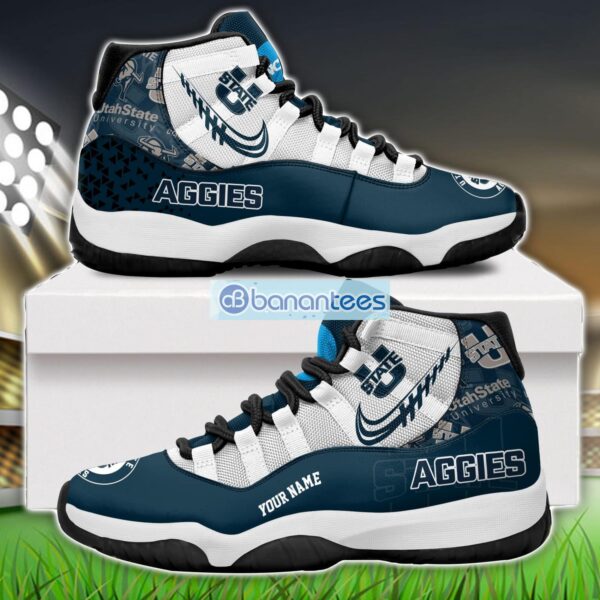 Utah State Aggies Air Jordan 11 Sneakers Custom Name Special Shoes For Fans Product Photo 1