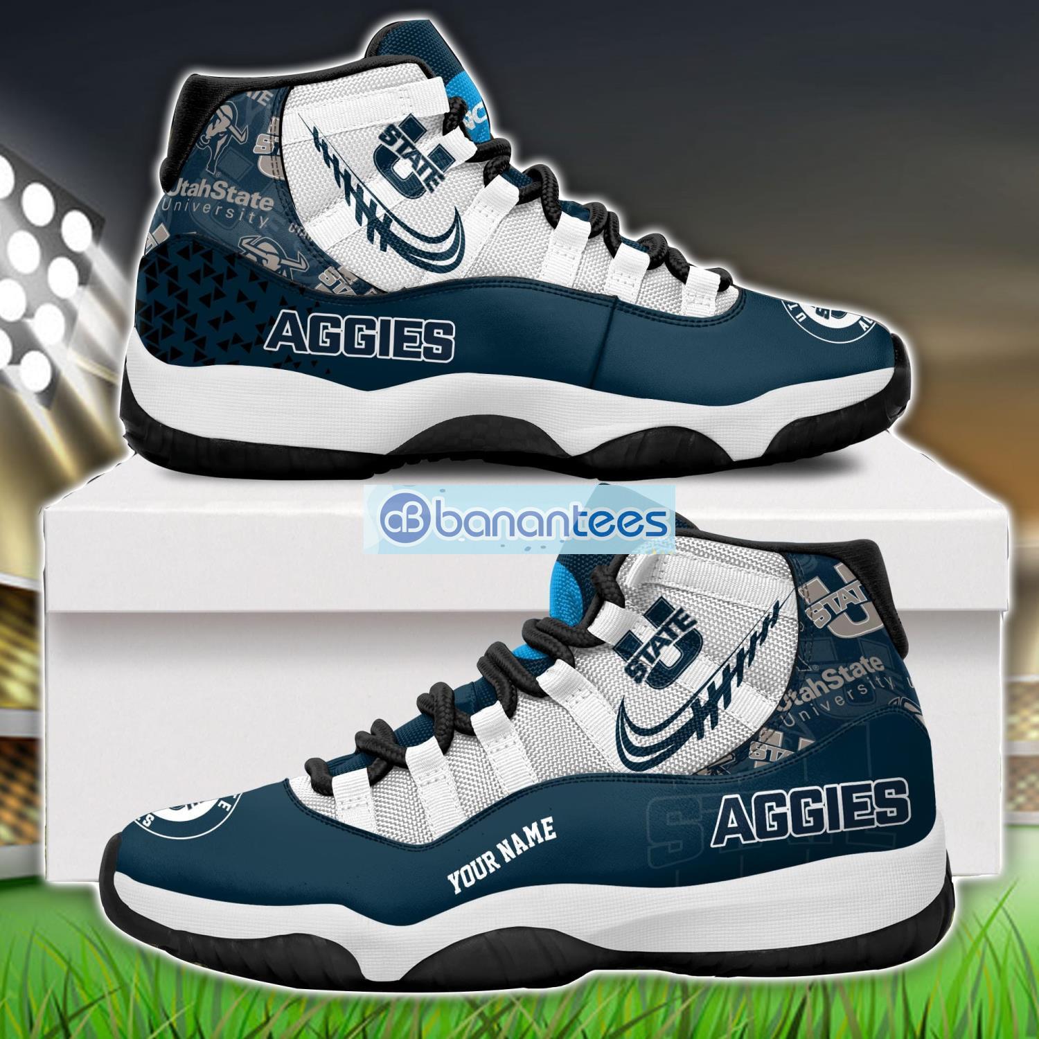 utah state aggies air jordan 11 sneakers custom name special shoes for fans image Utah State Aggies Air Jordan 11 Sneakers Custom Name Special Shoes For Fans Product Photo 1