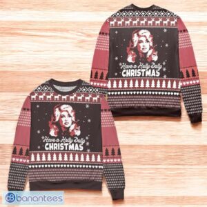 Dolly Parton Holly Dolly Christmas Pine Tree Pattern Ugly Christmas Sweater Product Photo 1