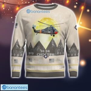 Sikorsky H-34 Choctaw S-58 UH-34 UH34 S58 All Printed Aircraft Moonlight Ugly Christmas Sweater Product Photo 2