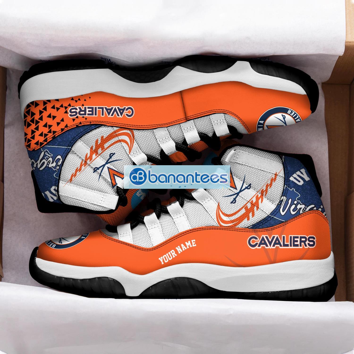 virginia cavaliers air jordan 11 sneakers custom name special shoes for fans 1 image Virginia Cavaliers Air Jordan 11 Sneakers Custom Name Special Shoes For Fans Product Photo 2