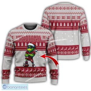 NCAA Indiana Hoosiers Player Grinch Knitted Xmas 3D Sweater Gift Holidays - NCAA Indiana Hoosiers New Grinch Ugly Christmas Sweater Photo 1