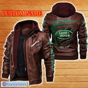 Land Rover Leather Jacket Black And Brown Color Car Logo Trending All OVer Print Gift Fans Custom Name - Land Rover Leather Jacket Car For Fans_2