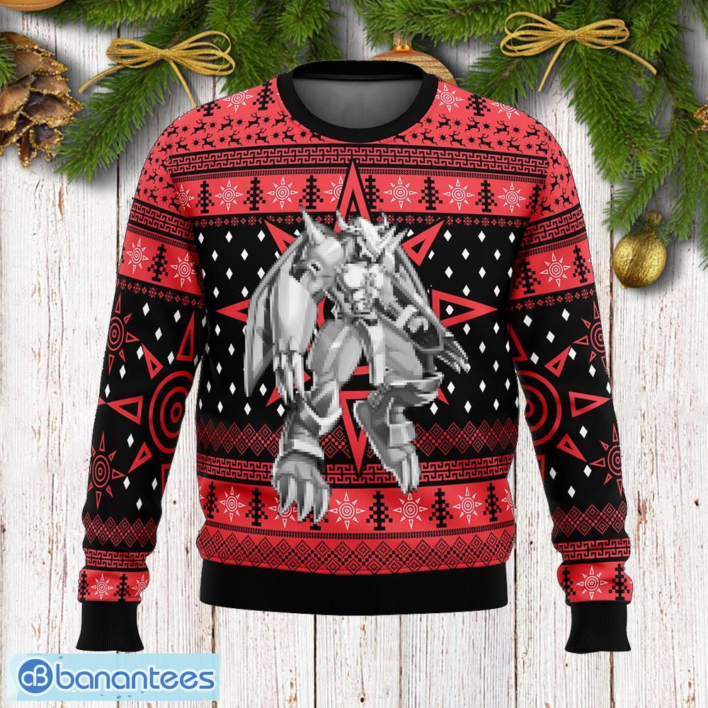 wargreymon digimon knitwear ugly christmas sweater gift for men and women image Wargreymon Digimon Knitwear Ugly Christmas Sweater Gift For Men And Women - Wargreymon Digimon Ugly Christmas Sweater Photo_1