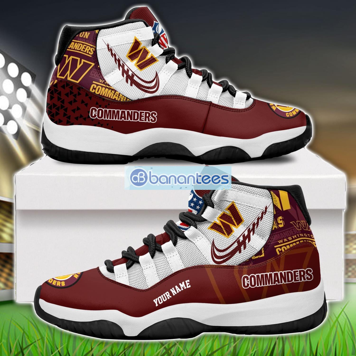 washington commanders air jordan 11 sneakers custom name special shoes for fans image Washington Commanders Air Jordan 11 Sneakers Custom Name Special Shoes For Fans Product Photo 1