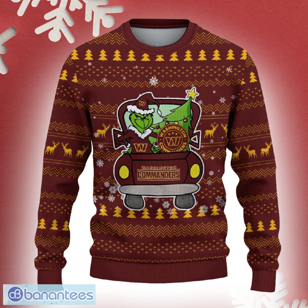 washington commanders grinch driving funny 3d ugly christmas sweater for men women image Washington Commanders Grinch Driving Funny 3D Ugly Christmas Sweater For Men Women - Washington Commanders Christmas Sweater Grinch Driving Photo 2