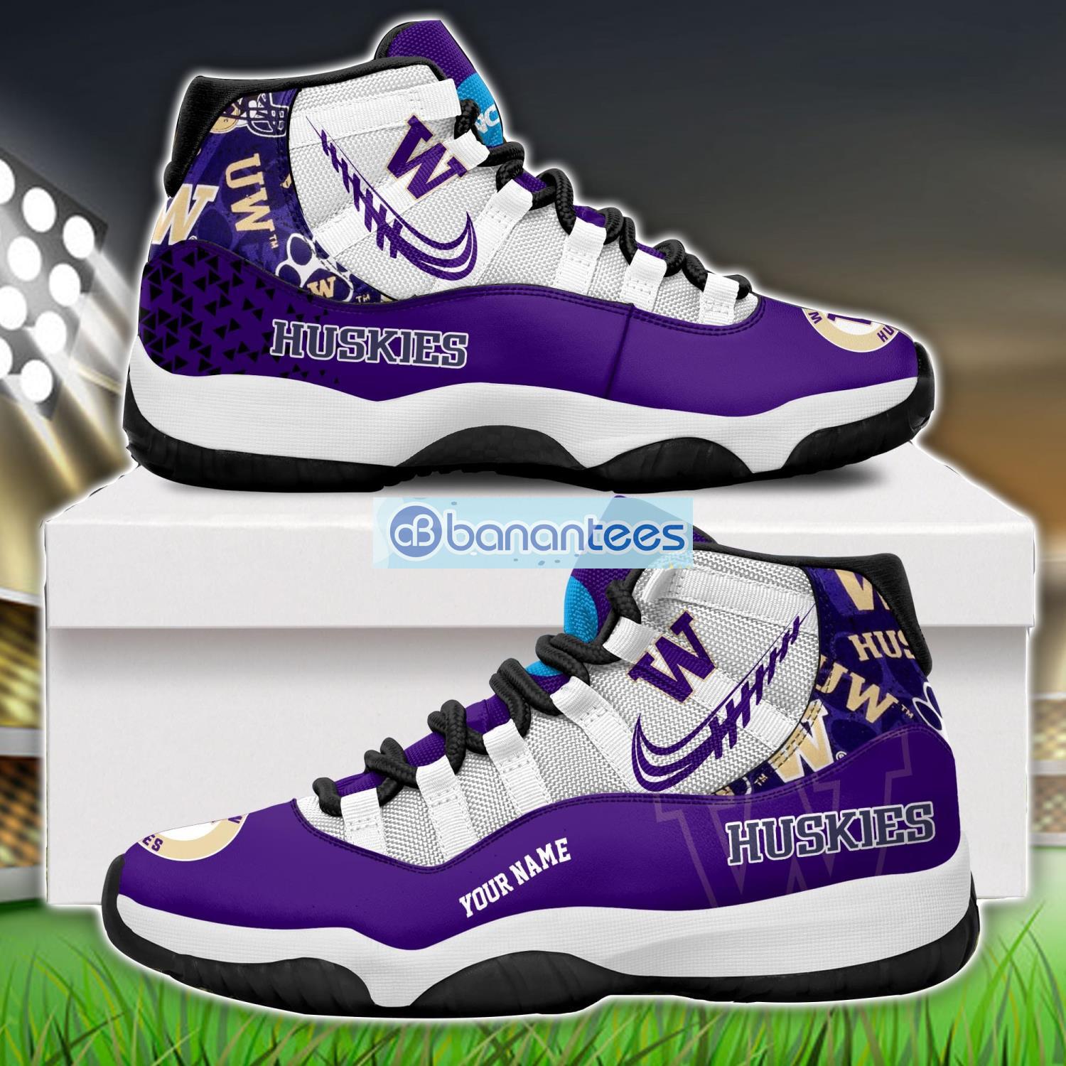 washington huskies air jordan 11 sneakers custom name special shoes for fans image Washington Huskies Air Jordan 11 Sneakers Custom Name Special Shoes For Fans Product Photo 1