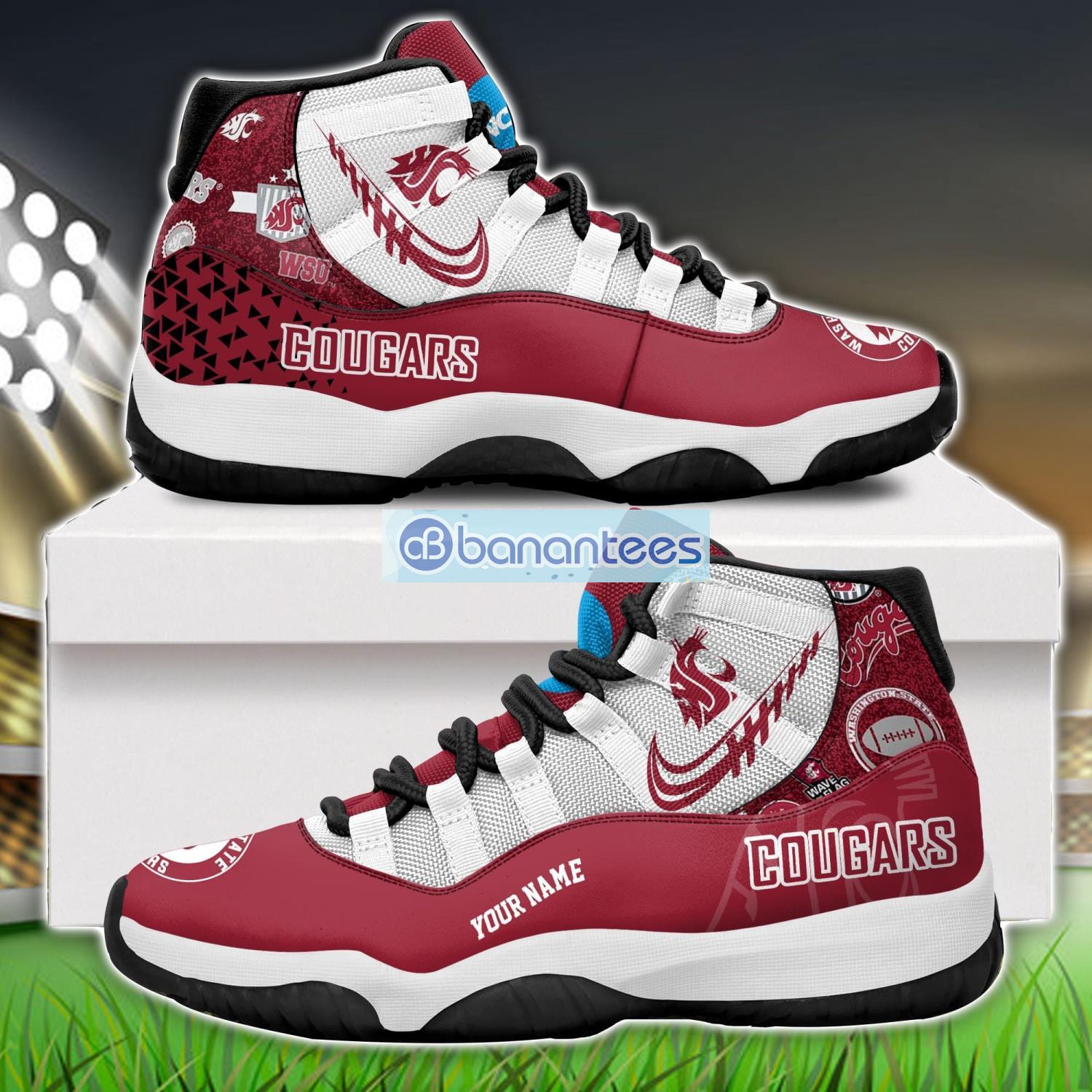 washington state cougars air jordan 11 sneakers custom name special shoes for fans image Washington State Cougars Air Jordan 11 Sneakers Custom Name Special Shoes For Fans Product Photo 1