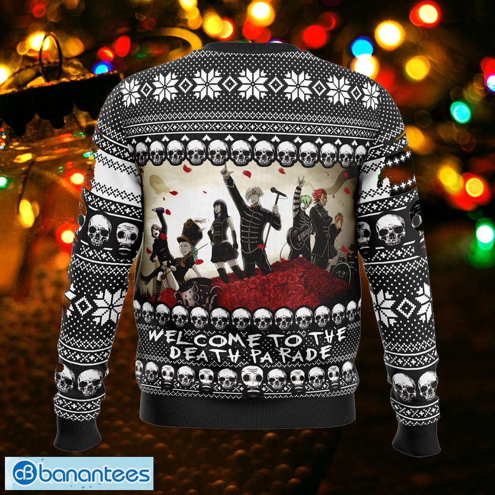 welcome to the death parade comfort ugly christmas 3d sweater gift for men and women 1 image Welcome To The Death Parade Comfort Ugly Christmas 3D Sweater Gift For Men And Women - Welcome To The Death Parade Ugly Christmas Sweater Photo_2