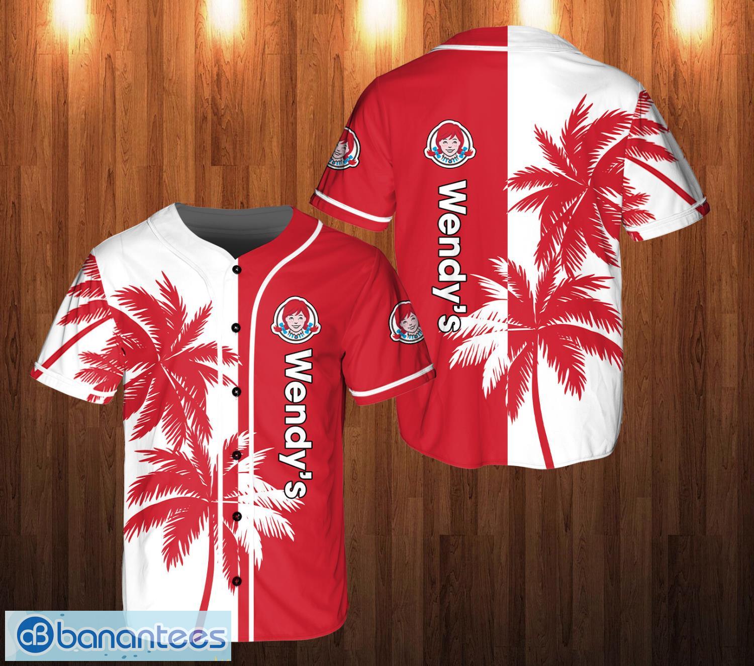 wendys 3d all over printed baseball jersey shirt for fans coconut pattern image wendy's 3D All Over Printed Baseball Jersey Shirt For Fans Coconut Pattern Product Photo