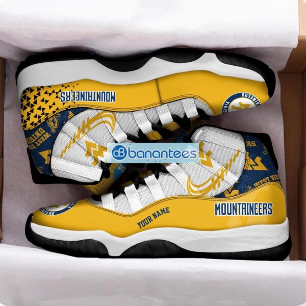 West Virginia Mountaineers Air Jordan 11 Sneakers Custom Name Special Shoes For Fans Product Photo 2