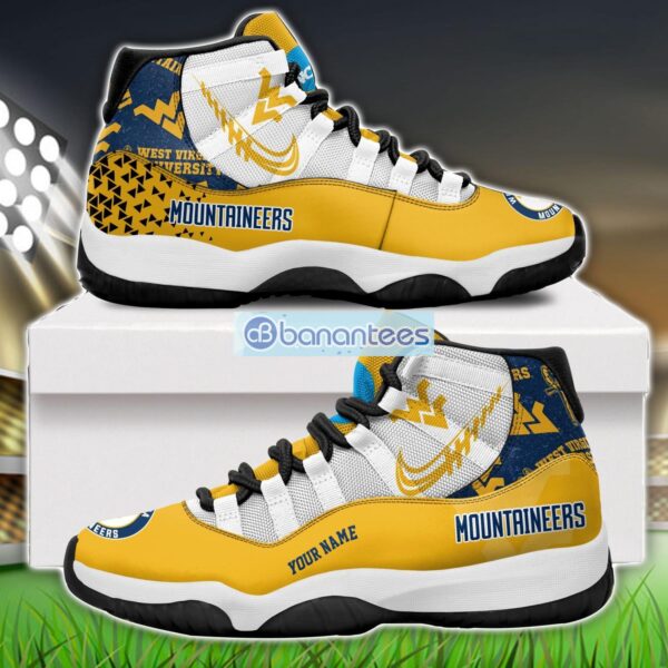 West Virginia Mountaineers Air Jordan 11 Sneakers Custom Name Special Shoes For Fans Product Photo 1