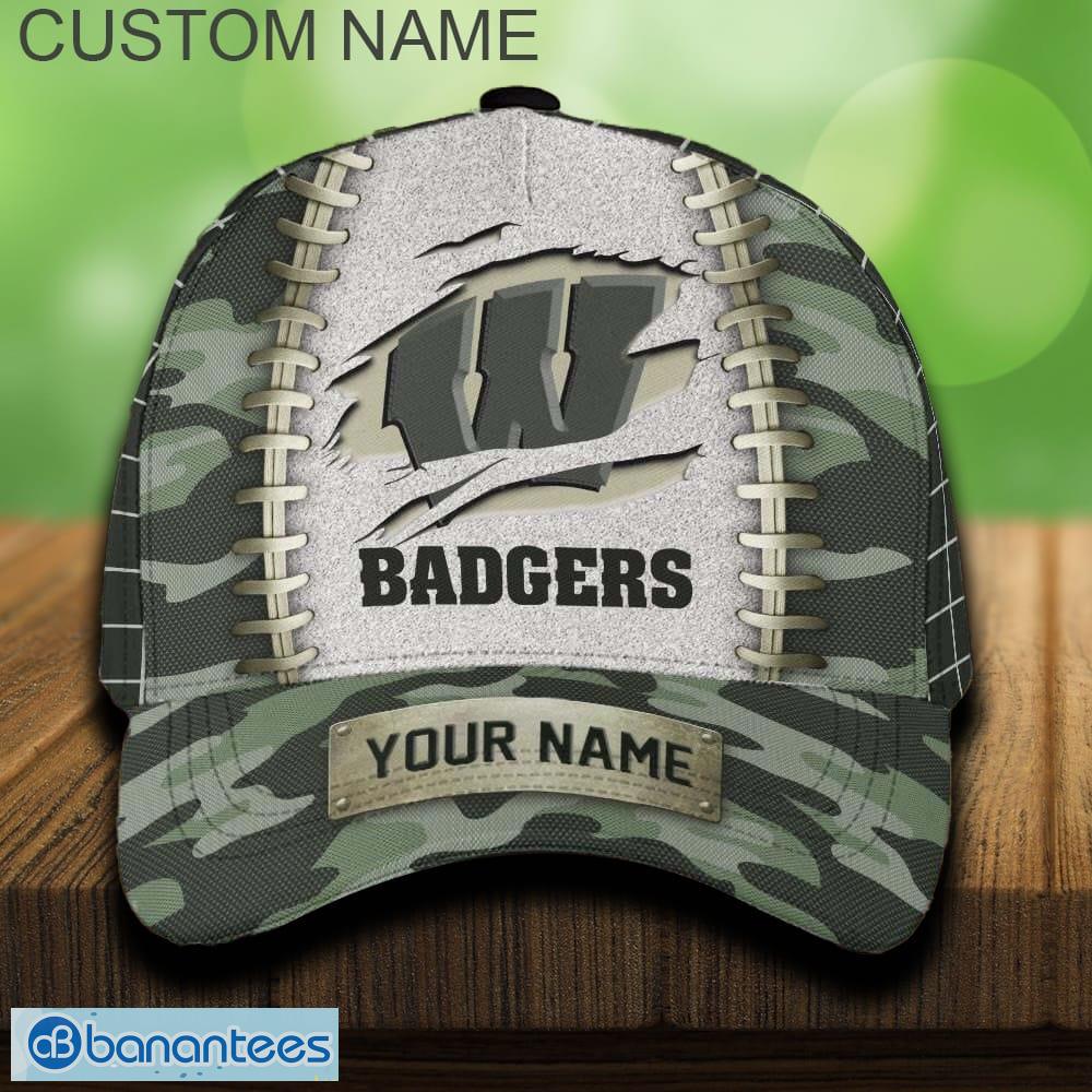 wisconsin badgers 3d hat and cap beach design camo green for fans gift custom name image Wisconsin Badgers 3D Hat And Cap Beach Design Camo Green For Fans Gift Custom Name - Wisconsin Badgers 3D Hat And Cap Camo_1