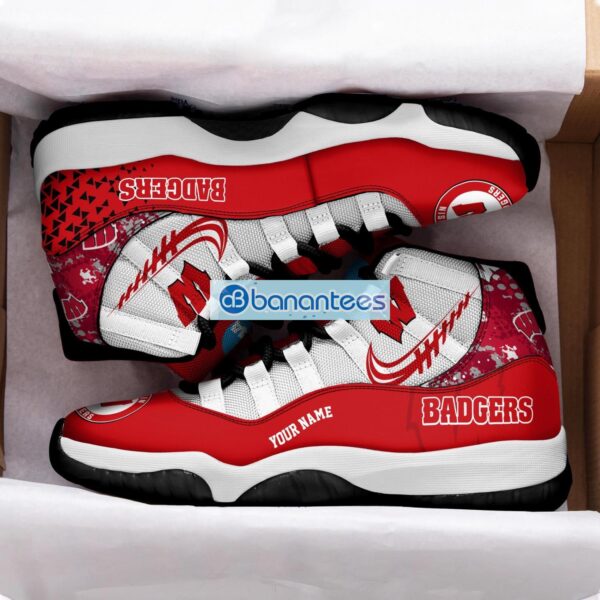 Wisconsin Badgers Air Jordan 11 Sneakers Custom Name Special Shoes For Fans Product Photo 2