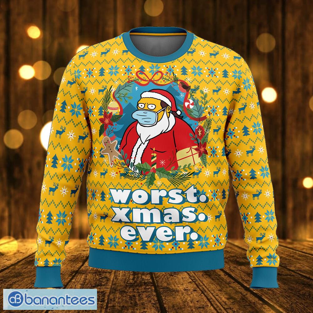 worst christmas ever simpsons wintertime knitted christmas sweater gift for adult image Worst Christmas Ever Simpsons Wintertime Knitted Christmas Sweater Gift For Adult - Worst Christmas Ever Simpsons Ugly Christmas Sweater Photo_1