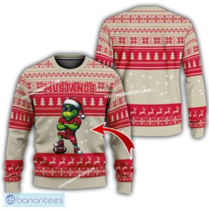 NCAA SMU Mustangs Grinch Style Ugly Christmas Sweater Gift For Adult - NCAA SMU Mustangs New Grinch Ugly Christmas Sweater Photo 1