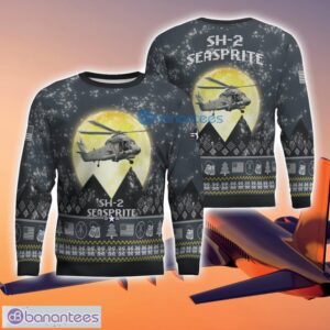 SH-2 Seasprite SH2 3D Aircraft Moonlight Grey Ugly Christmas Sweater For Fans Product Photo 1