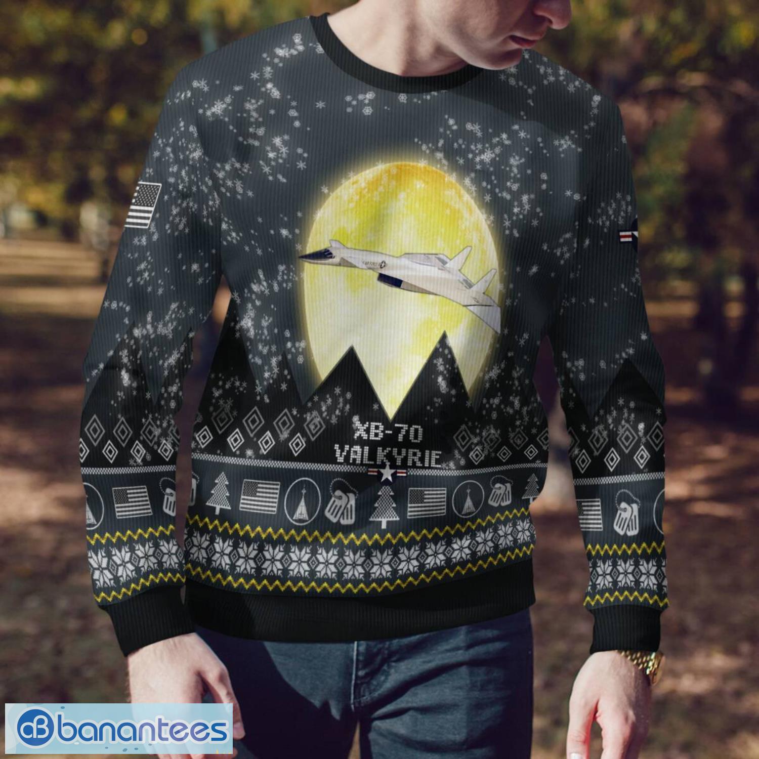 xb 70 valkyrie xb70 3d aircraft moonlight grey ugly christmas sweater for fans 3 image XB-70 Valkyrie XB70 3D Aircraft Moonlight Grey Ugly Christmas Sweater For Fans Product Photo 4