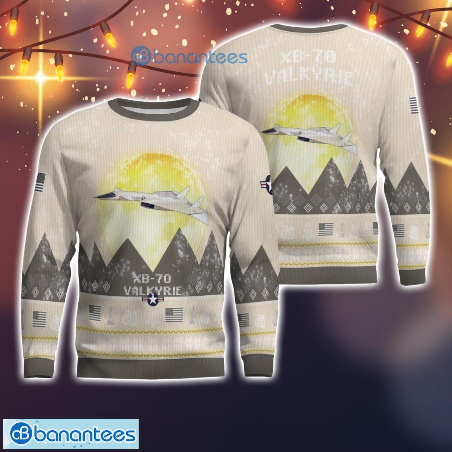 xb 70 valkyrie xb70 all printed aircraft moonlight ugly christmas sweater image XB-70 Valkyrie XB70 All Printed Aircraft Moonlight Ugly Christmas Sweater Product Photo 1