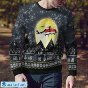 Sikorsky S-92 S92 3D Aircraft Moonlight Grey Ugly Christmas Sweater For Fans Product Photo 4