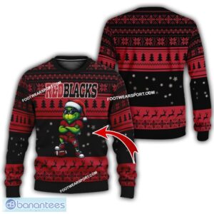 CFL Ottawa RedBlacks Grinch Football Knitted 3D Sweater Gift For Christmas - CFL Ottawa RedBlacks New Grinch Ugly Christmas Sweater Photo 1