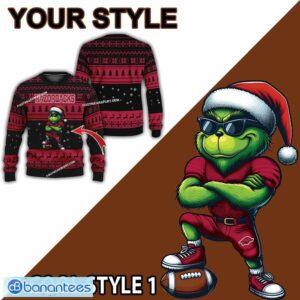 NCAA Arkansas Razorbacks Grinch Style Ugly Christmas 3D Sweater Gift For Adult - NCAA Arkansas Razorbacks New Grinch Ugly Christmas Sweater Photo 2