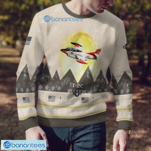 T-2C Buckeye T2C All Printed Aircraft Moonlight Ugly Christmas Sweater Product Photo 4