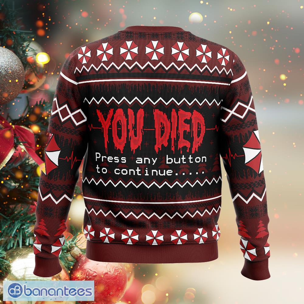 you died resident evil jumper ugly christmas sweater gift holidays 1 image You Died Resident Evil Jumper Ugly Christmas Sweater Gift Holidays - You Died Resident Evil Ugly Christmas Sweater Photo_2