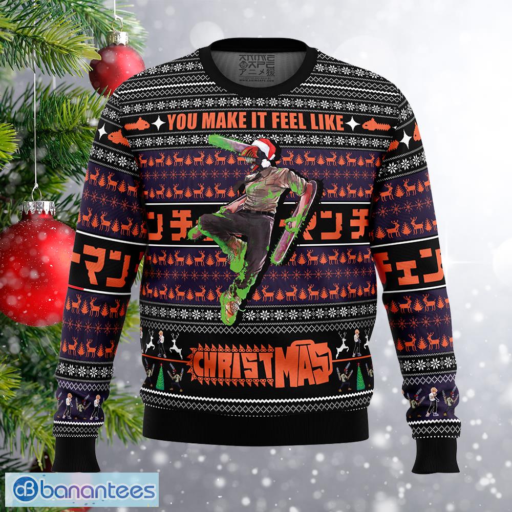 you make it feel like christmas chainsaw man seasonal knitted christmas sweater gift for adult image You Make It Feel Like Christmas Chainsaw Man Seasonal Knitted Christmas Sweater Gift For Adult - You Make It Feel Like Christmas Chainsaw Man Ugly Christmas Sweater Photo_1