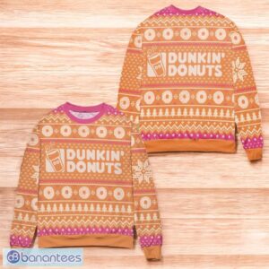 Dunkin' Donuts Snow Flake &amp Pine Tree Ugly Christmas Sweater Orange Product Photo 1