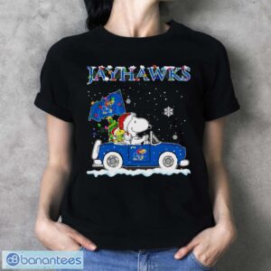 Kansas Jayhawks Snoopy And Woodstock Driving Car Cute Snoopy Limited Edition Shirt - Ladies T-Shirt