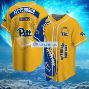 NCAA Pittsburgh Panthers Logo Design Fire Ball Baseball Jersey Shirt Full Print Product Photo 1