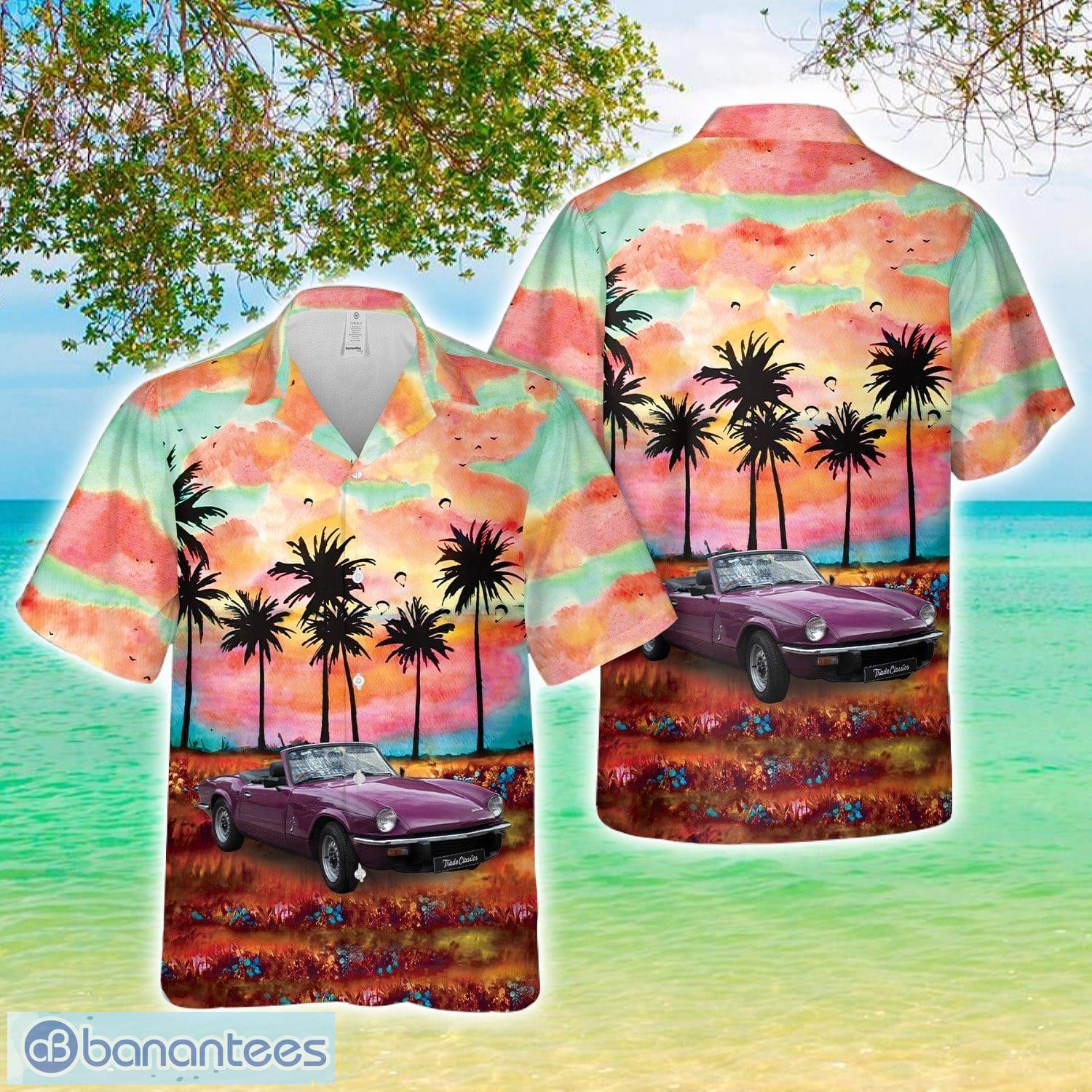 1973 triumph spitfire mkiv hawaiian shirt image 1973 Triumph Spitfire MkIV Hawaiian Shirt Product Photo 1