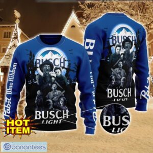 Busch Light Horror Halloween Night All Over Print Sweater Halloween Sweater Gift Ideas Product Photo 1