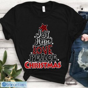Joy Hope Love Peace T-Shirt - Red Buffalo Plaid Christmas Pajamas Gift Tshirt Product Photo 1