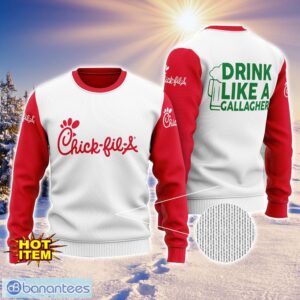 Chick-fil-A Drink Like A Gallagher Patrick Day 3D Print Sweater Christmas Gift Holiday Sweater Product Photo 1