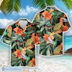 Hummingbirds Trumpet Flower 3D Hawaiian Shirt Beach Shirt Product Photo 1