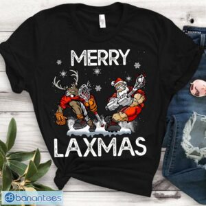 Lacrosse Santa Reindeer Shirt - Merry Laxmas Ugly Christmas Sweater Tshirt Product Photo 1