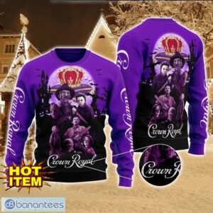 Crown Royal Whisky Horror Halloween Night All Over Print Sweater Halloween Sweater Gift Ideas Product Photo 1