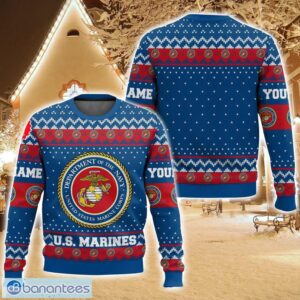 Custom Name US Marines Ugly Christmas Sweater For Men And Women Christmas Holiday Gift Family Gift Product Photo 1