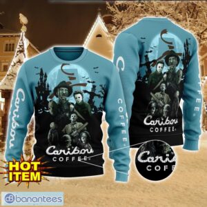 Caribou Coffee Horror Halloween Night All Over Print Sweater Halloween Sweater Gift Ideas Product Photo 1