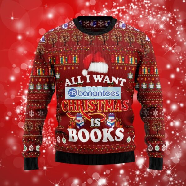 All Want For Christmas Is Book Christmas Sweater Full Over Print Product Photo 1